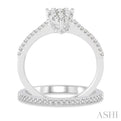 5/8 Ctw Diamond Lovebright Wedding Set With 1/2 Ctw Pear Shape Engagement Ring and 1/6 Ctw Wedding Band in 14K White Gold