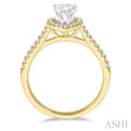 1/3 Ctw Pear Shape Semi-Mount Diamond Engagement Ring in 14K Yellow and White Gold