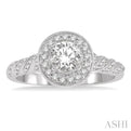 1/2 Ctw Round Shape Twisted Shank Diamond Engagement Ring with 1/3 Ct Round Cut Center Stone in 14K White Gold