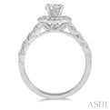 1/2 Ctw Round Shape Twisted Shank Diamond Engagement Ring with 1/3 Ct Round Cut Center Stone in 14K White Gold