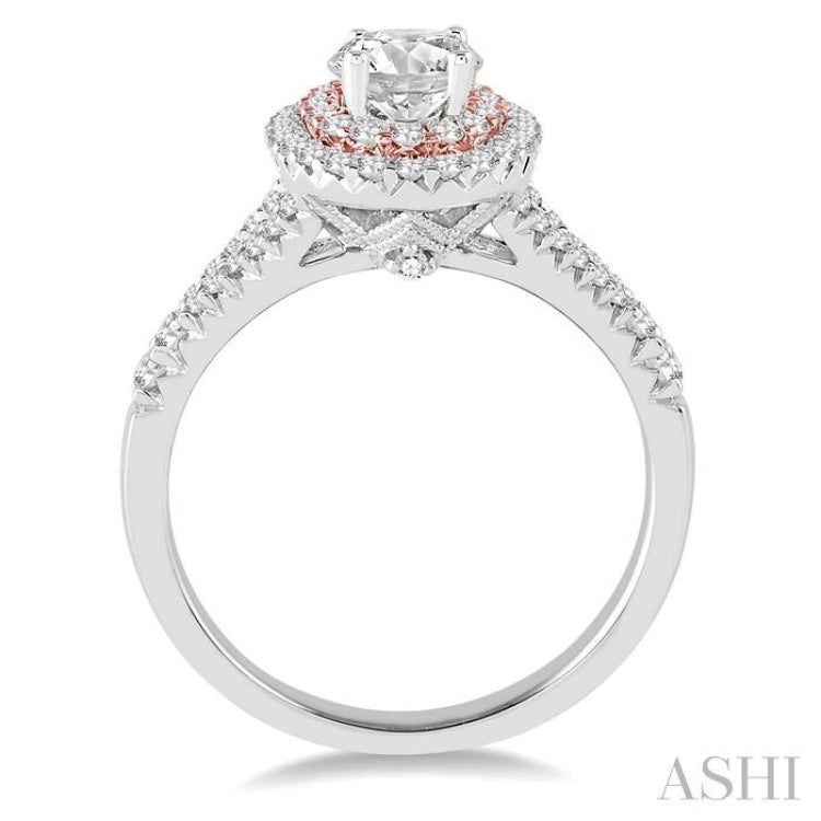 3/4 Ctw Diamond Semi-mount Engagement Ring in 14K White and Rose Gold