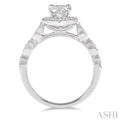 1/6 ctw Pear Shape 7x5mm Round Cut Diamond Semi-Mount Engagement Ring in 14K White Gold