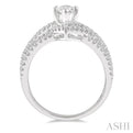 3/4 ctw Marquise Split Shank Semi-Mount Round Cut Diamond Engagement Ring in 14K White Gold