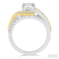 1/2 ctw Embraced Two Tone Semi-Mount Round Cut Diamond Engagement Ring in 14K White and Yellow Gold