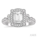 1/2 ctw Lattice Semi-Mount Round Cut Diamond Engagement Ring in 14K White Gold