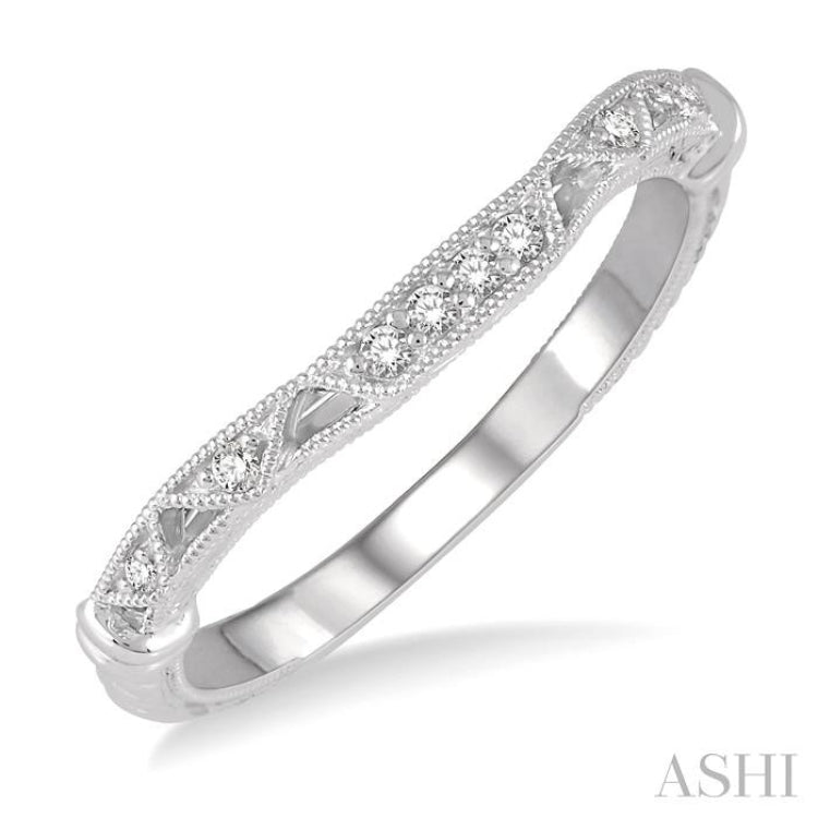 1/20 Ctw Vintage Inspired Round Diamond Wedding Band in 14K White Gold