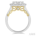 1 1/2 Ctw round Diamond Lovebright Solitaire Style Halo Engagement Ring in 14K White and Yellow Gold