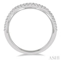 1/5 ctw Curved Cradle Center Round Cut Diamond Wedding Band in 14K White Gold