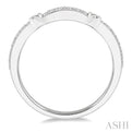 1/5 ctw Bridged Center Round Cut Diamond Wedding Band in 14K White Gold