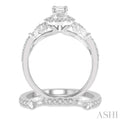 3/4 ctw Round Cut Diamond Wedding Set With 5/8 ctw Oval Cut Engagement Ring and 1/10 ctw Wedding Band in 14K White Gold