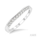 1/6 ctw Milgrain Round Cut Diamond Wedding Band in 14K White Gold