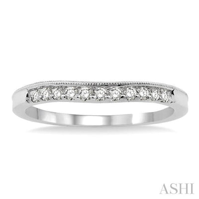 1/6 ctw Milgrain Round Cut Diamond Wedding Band in 14K White Gold