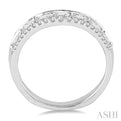 5/8 ctw Baguette and Twin Row Round Cut Diamond Wedding Band in 14K White Gold