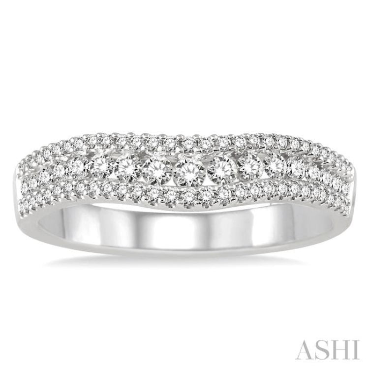 1/2 ctw Triple Row Round Cut Diamond Wedding Band in 14K White Gold