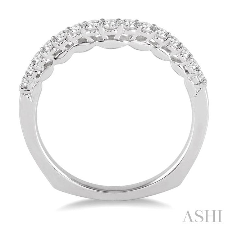 1/3 ctw Arched Center Round Cut Diamond Wedding Band in 14K White Gold