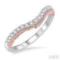 1/3 ctw Arched Center and Lattice Sides Round Cut Diamond Wedding Band in 14K White and Rose Gold