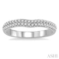 1/3 ctw Arched Center Twin Row Round Cut Diamond Wedding Band in 14K White Gold