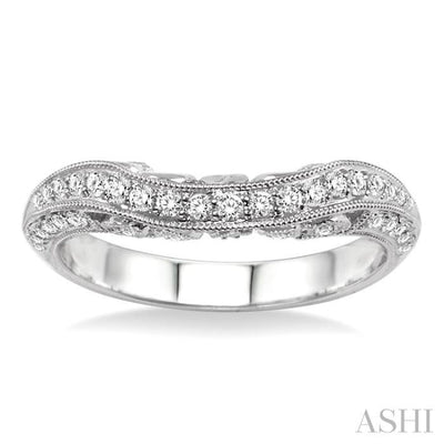 1/3 ctw Curvy Marquise Pattern Round Cut Diamond Wedding Band in 14K White Gold