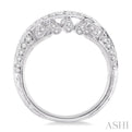 1/3 ctw Curvy Marquise Pattern Round Cut Diamond Wedding Band in 14K White Gold