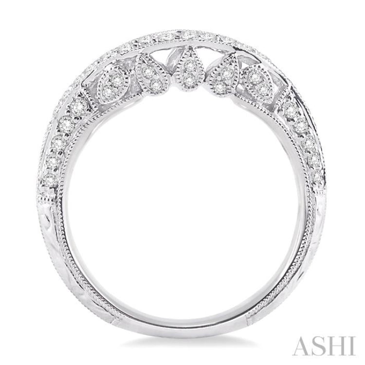 1/3 ctw Curvy Marquise Pattern Round Cut Diamond Wedding Band in 14K White Gold