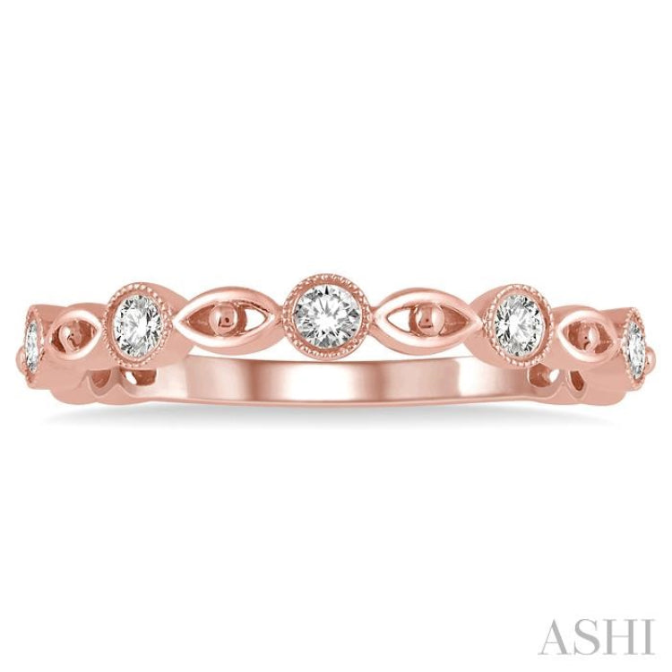 1/5 ctw Lattice Marquise & Circular Mount Round Cut Diamond Stackable Band in 14K Rose Gold