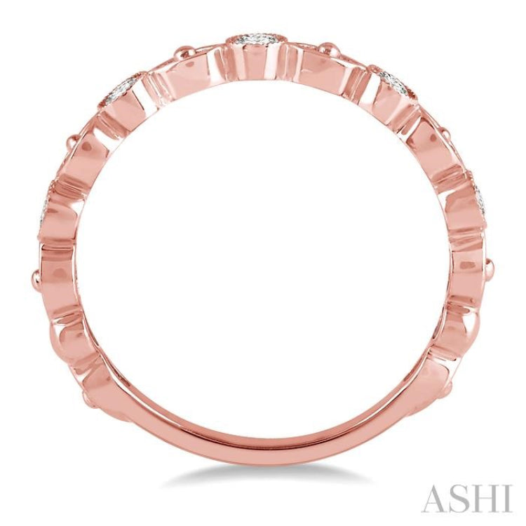 1/5 ctw Lattice Marquise & Circular Mount Round Cut Diamond Stackable Band in 14K Rose Gold