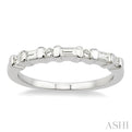 1/4 ctw Baguette and Round Cut Diamond Wedding Band in 14K White Gold