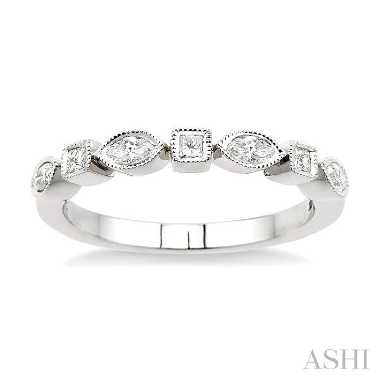 1/3 Ctw Princess and Marquise Diamond Wedding Band in 14K White Gold