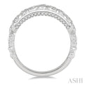 3/8 ctw Geometric Lattice Mount Round Cut Diamond Wedding Band in 14K White Gold