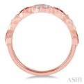 1.35 MM Round Cut Ruby and 1/5 Ctw Round Cut Diamond Half Eternity Wedding Band in 14K Rose Gold