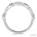 1.35 MM Round Cut Sapphire and 1/5 Ctw Round Cut Diamond Half Eternity Wedding Band in 14K White Gold