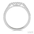 1/4 ctw Scooped Center Round Cut Diamond Wedding Band in 14K White Gold