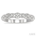 1/8 ctw Interlocking Open Lattice Round Cut Diamond Wedding Band in 14K White Gold