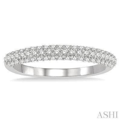 1/2 ctw Triple Row Round Cut Diamond Wedding Band in 14K White Gold