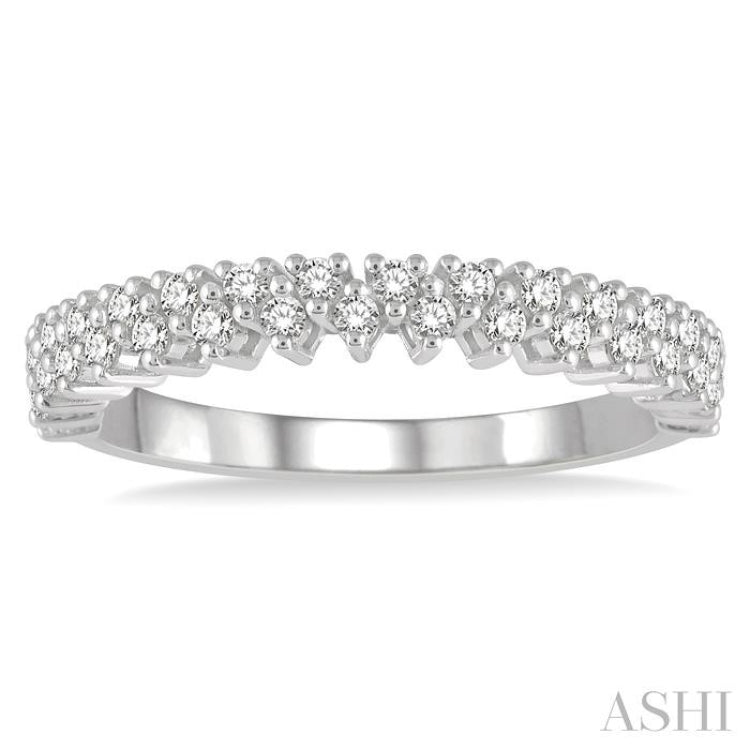 1/3 ctw Zigzag Round Cut Diamond Wedding Band in 14K White Gold