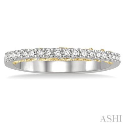 1/5 ctw Two Tone Round Cut Diamond Wedding Band in 14K White and Yellow Gold