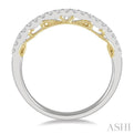 1/5 ctw Two Tone Round Cut Diamond Wedding Band in 14K White and Yellow Gold