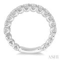 3/4 ctw Lattice Round Cut Diamond Wedding Band in 14K White Gold