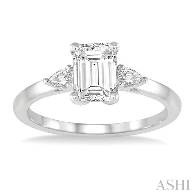 1/5 ctw Pear Cut Diamond Semi-Mount Engagement Ring in 14K White Gold