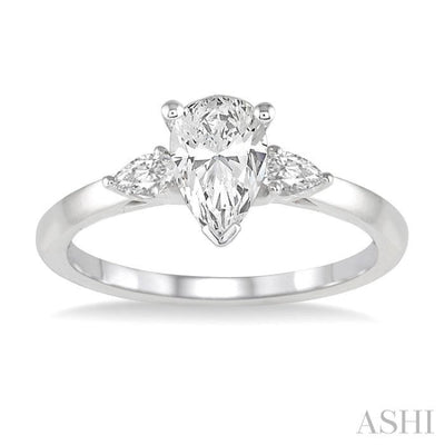 1/5 ctw Pear Cut Diamond Semi-Mount Engagement Ring in 14K White Gold