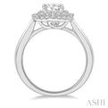 3/4 Ctw Cushion Shape 1/2 ct Round Cut Diamond Center Stone Ladies Engagement Ring in 14K White Gold