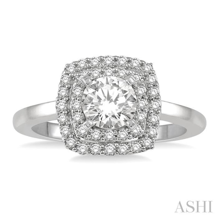 1/3 Ctw Round Cut Diamond Semi-Mount Engagement Ring in 14K White Gold