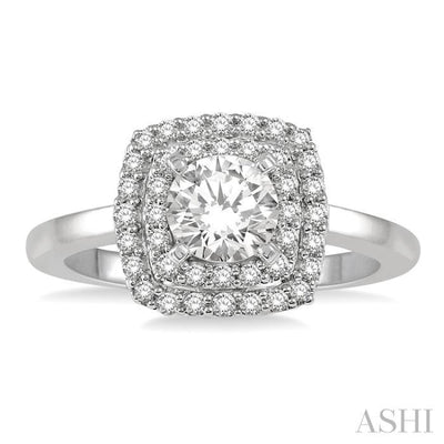 1/3 Ctw Round Cut Diamond Semi-Mount Engagement Ring in 14K White Gold