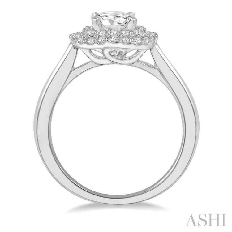 1/3 Ctw Round Cut Diamond Semi-Mount Engagement Ring in 14K White Gold