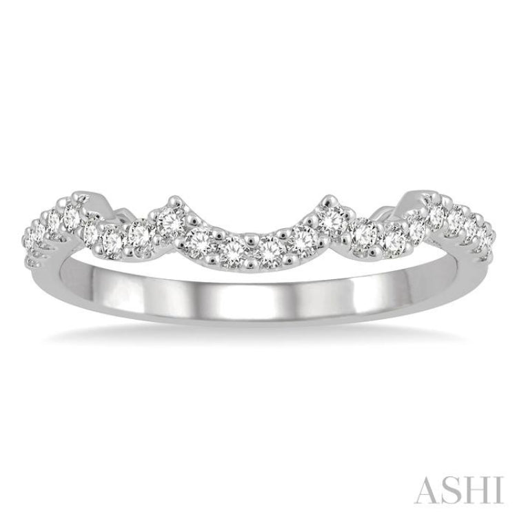 1/4 ctw Curvy Round Cut Diamond Wedding Band in 14K White Gold