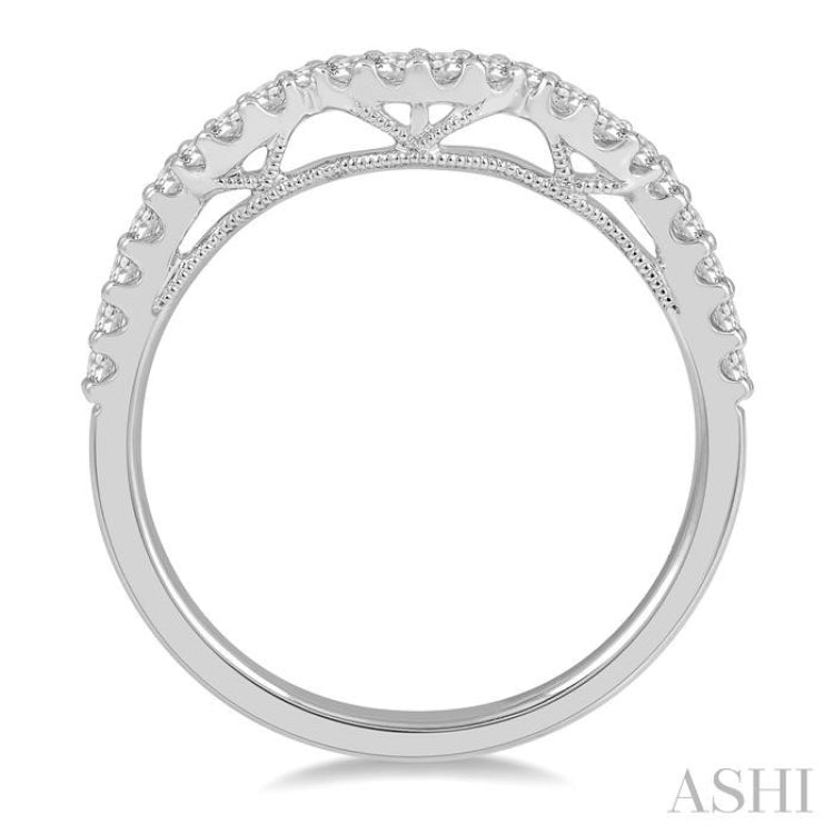 1/4 ctw Curvy Round Cut Diamond Wedding Band in 14K White Gold