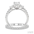 1 ctw Round, Pear & Octagon Cut Diamond Wedding Set With 7/8 ctw Engagement Ring and 1/8 ctw Wedding Band in 14K White Gold