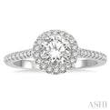 1 Ctw Halo Diamond Engagement Ring With 3/4 ct Round Cut Center Stone in 14K White Gold