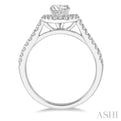 1 Ctw Halo Diamond Engagement Ring With 3/4 ct Round Cut Center Stone in 14K White Gold