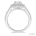 1 1/3 Ctw Twin Halo Diamond Engagement Ring With 3/4 ct Round Cut Center Stone in 14K White Gold